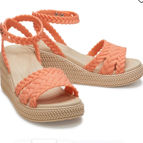 CROCS WOMENS BROOKLYN WOVEN ANKLE STRAP WEDGE Size 11 - Picture 1 of 4